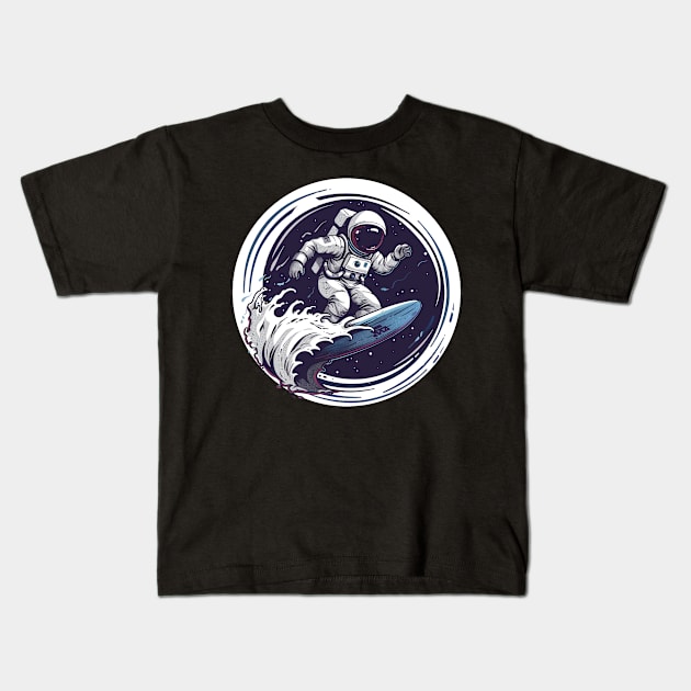 Astro Surfer Kids T-Shirt by NineBlack